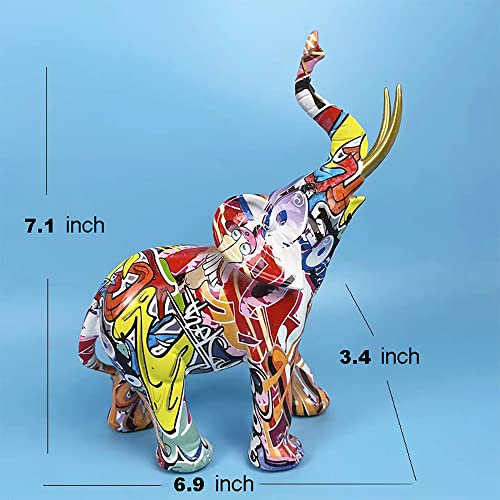 Graffiti Elephant Sculpture Animal Statues Art Figurines Home Decoration For Living Room Bedroom Book Shelf Tv Cabinet Desktop Decor Statue Figurine Table Centerpieces Ornaments (Elephant A, Small) #TOP1