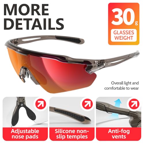 Image of Cycling Glasses, TR90 Unbreakable Frame Polarized Anti-UV400 Sports Sunglasses