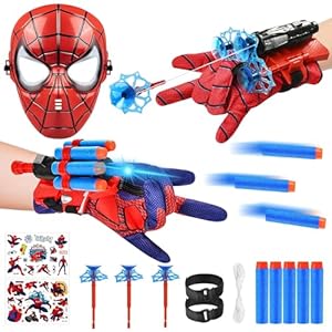 NHYDZSZ 2 Set Juegos de Guantes de Lanzador Guante Hero Launcher, Guantes Niño Lanza Telarañas Launcher Glove, Juguetes Educativos Divertidos para Niños