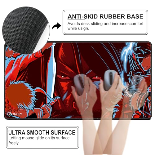 Image of Samurai Warrior Mouse Pad 18x36Inch 3mm Extended Gaming Desk Mat with Anti-Slip Rubber Base Mousepad for Smooth Surface Deskpad for PC & Laptop Use Waterproof & Stiched (Multicolour) Deskpad