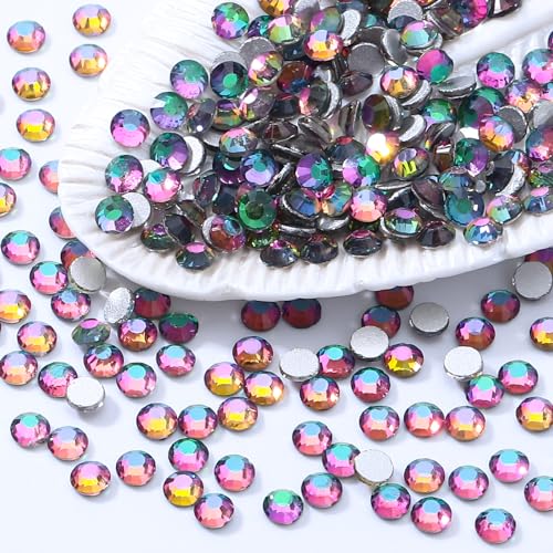 Image of Green Volcano Flatback Rhinestones, Glass Rhinestones for Nail Art and Craft, Glue Fix, Loose Crystal Gemstones(Green Volcano, SS16, 1440pcs, 3.8-4.0mm)