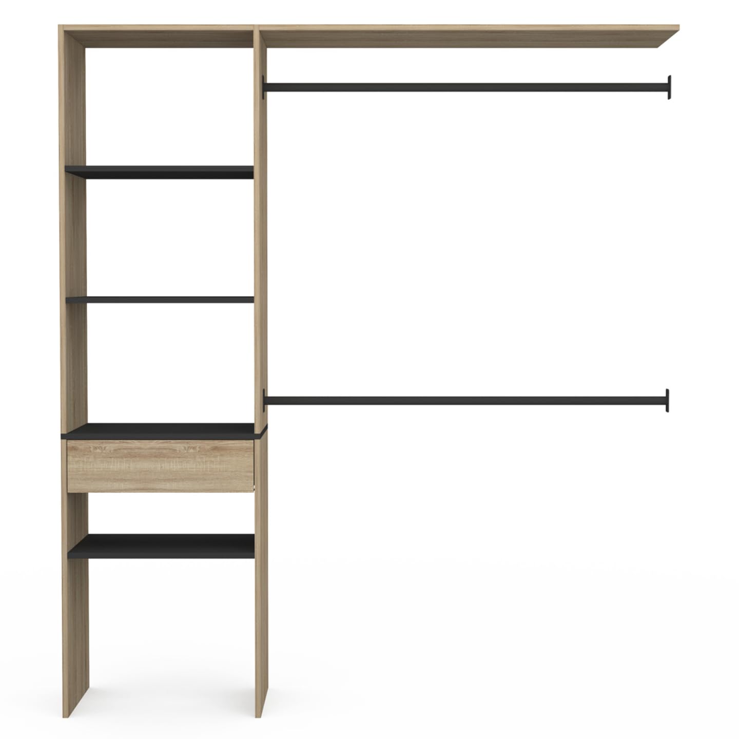 IDMarket - Kit dressing penderie MELINE 160 x 40 x 180 cm hêtre
