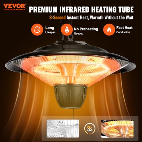Vevor PHE-1500B Hanging Patio Heater, 1500W Outdoor/Indoor Electric Space Infrared Heater thumb #1