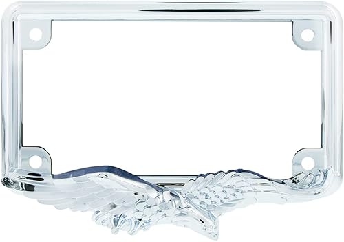 United Pacific 50118 - Marco para placa de matrícula de motocicleta cromado fundido a presión, diseño detallado, construcción de metal, duradero, un