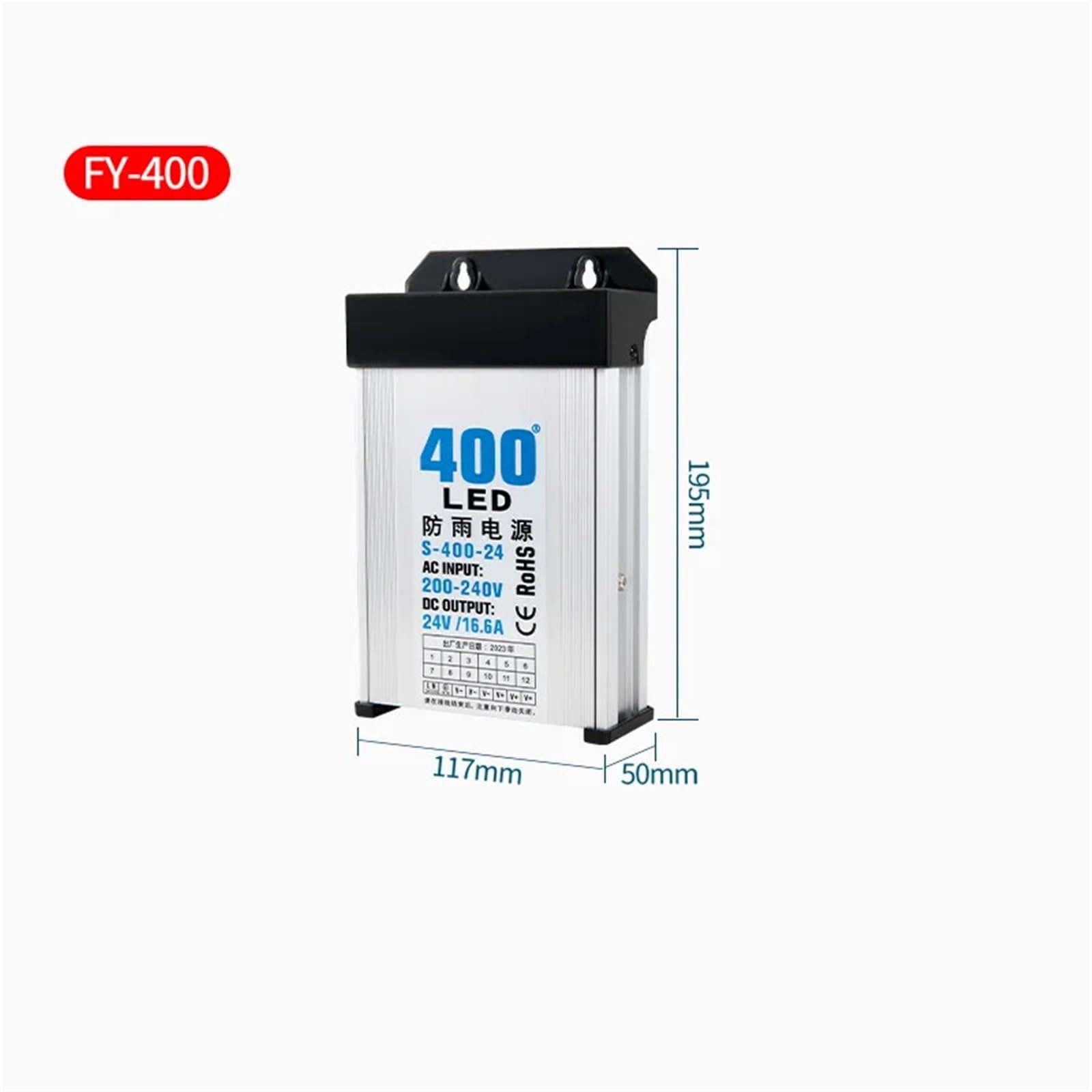 1 pz 60W 120W 200W 350W 400W Alimentatore switching antipioggia AC/DC 5V 12V 24V Illuminazione LED SMPS da parete for esterni(60W 12V 5A)