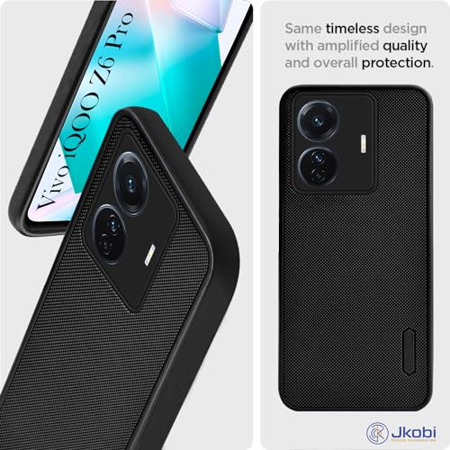 Image of Jkobi Silicone Back Cover Case for Vivo Iqoo Z6 Pro (Textured Grip Design | Camera Protection | Slim and Light Weight | Soft Touch and Feel | Black)