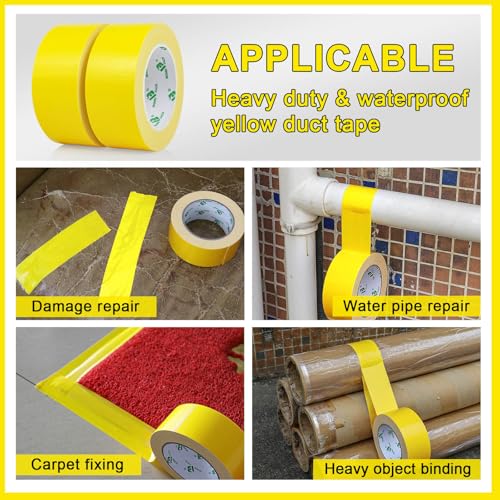 Image of BOMEI PACK Light Yellow Duct Tape, 2Rolls Heavy Duty Strong Industrial Color Duct Tape 9.0 mil x 1.88inch x 30yds for Packing and Repairing