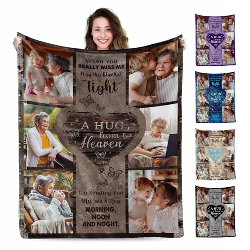 MyPupSocks Customized Memory Hug Blanket for Sympathy Personalized Bereavement Gift for Dad Mom Grieving Loved Ones Custom Comfort Throw with Picture Remembrance Condolences Gift for Loss