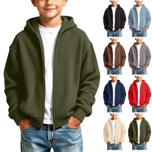 Boys Zip Up Hoodie Corduroy Knit Sweatshirts Long Sleeve jacket 3-14 Years - image 1