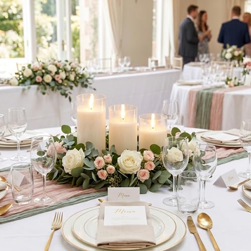 Image of JHY DESIGN Set of 3 Glass Wax Flameless Candles 3D LED Candles White Wax Flickering Battery Candles with 8-Key Remote Control Timer for Home Wedding Party Christmas(Pivoted Flame-Shaped Tip)