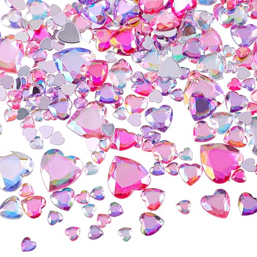 Chuangdi 516 Pcs Acrylic Rhinestone Crystal Gems Rhinestone Flat Back 18mm/12mm/10mm/6mm for Valentines Day Wedding Decoration DIY Clothes Shoes Jewelry Making Crafts(Light Color Heart)