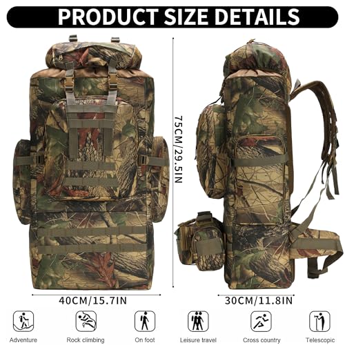 100L Camping Hiking Backpack,Molle military Tactical rucksack backpack,Waterproof Lightweight Hiking Backpack - Additional View