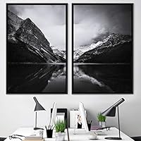 2 Piece Framed Canvas Wall Art Black and White Scenery Canvas Prints Home Artwork Decoration for Living Room,Bedroom - 16