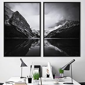 signwin 2 Piece Framed Canvas Wall Art Black...