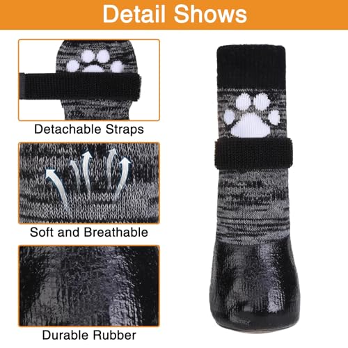 KOOLTAIL Hundesocken, rutschfest, mit Riemen, Traktionskontrolle, wasserdicht, Pfotenschutz (Grau, XX-Large)
