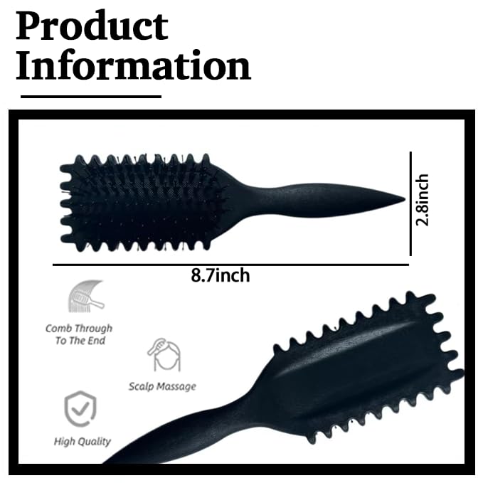 HIHIDAY Curly Hair Brush Styling Brush for Detangling,Combing,Shaping and Defining Curls For Women and Men Less Pulling,Reduce Pulling and Curl Separation Curl Defining(BLACK) - Image 2