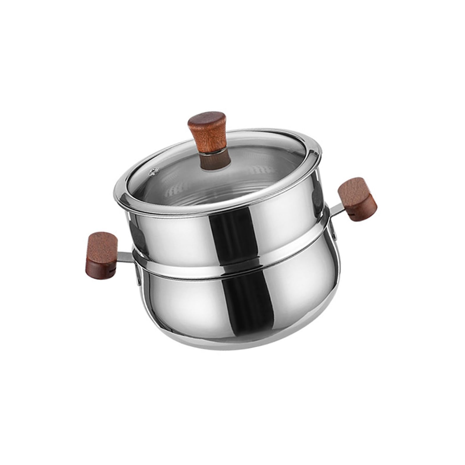 Buxuaaaa Double Layer Stainless Steel Stock Pots Glass Lid Induction Safe Heatproof Handle Cookware Multipurpose Nonstick Cooking Pots Dishwasher Safe