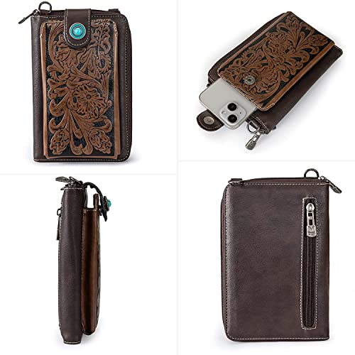 Image of Montana West Western Crossbody Phone Wallet for Women RFID Blocking Wallet Purse with Cash Slots & Zipper Pocket