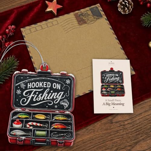 Image of Fishing Christmas Ornament 2026, Fisherman Ornament for Christmas Tree, Fishing Gift for Men, Holiday Hanging Decoration, White Elephant Gift