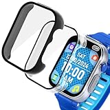 NewJourney Screen Protector for VTech KidiZoom Smartwatch DX4, 2-Pack, Full Cover Hard Case with Bumper (Black+Clear)