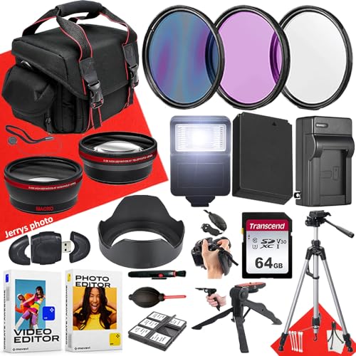 49mm Accessory Bundle for Canon EOS: M100, M200, M50 Mark II, M10, M, M50 + Wide Angle and Telephoto Lens + Battery + 64GB Memory Card + Battery Charger + Filters + More (22pc Bundle)