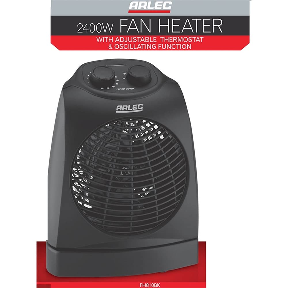 Arlec 2400W Black Fan Heater with 