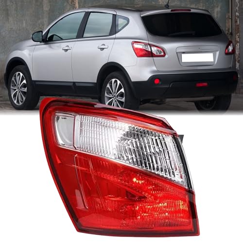 Outer Left Tail Light Assembly W/Bulbs For Nissan Qashqai J10 2010 2011 2012 2013 2014, N/S Passenger Side Halogen Rear Light Brake Stop Lamp Cluster