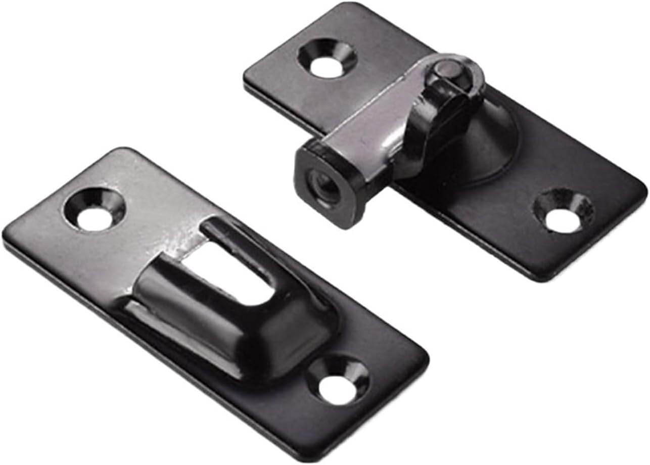 Barn Door Latch,Gate Swing Slide Lock, Right Angle Guard Bolt 90 Degree Steel Toggle Sliding Cabinet Closet,2PCS(Black)
