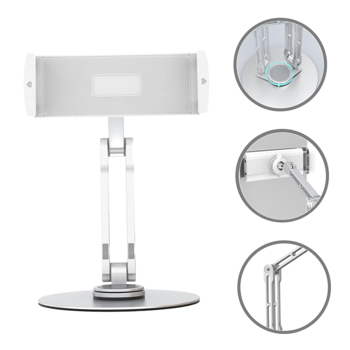 Soporte para Tableta Soporte de Tableta para Escritorio de Aleación de Aluminio y Abs Ajustable Estable Plata para Hogar y Viaje