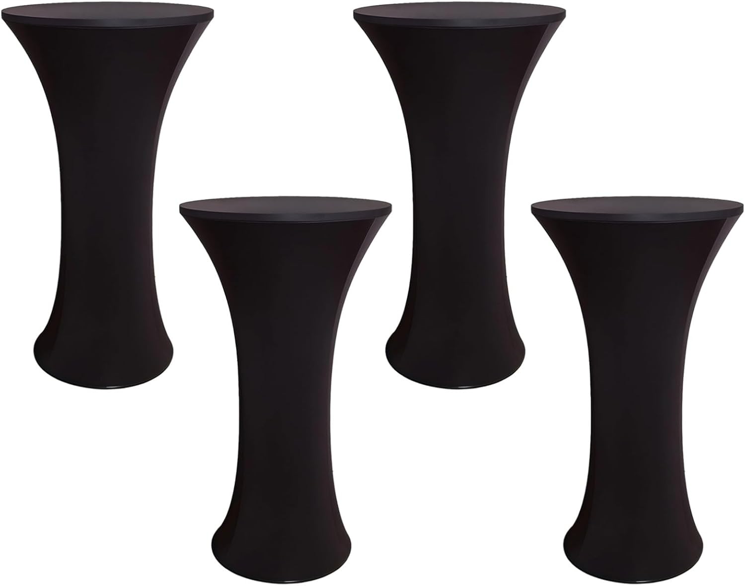 Table Runner,4 Pcs Cocktail Table Covers, Black Round Bottom, Elastic Polyester, Perfect for Weddings, Parties, Bars, and Events Quality, Wrinkle-Free, Easy to Clean