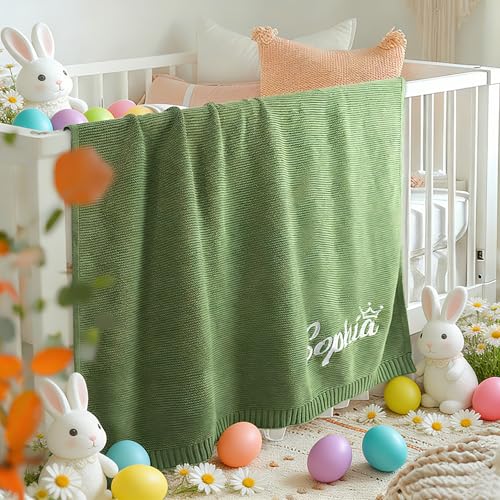 Image of Personalized Baby Name Blanket, Custom Knit Blanket Embroidered with Name, 30x40in Custom Baby Gifts for Boys and Girls, Newborn for Boy /Girl