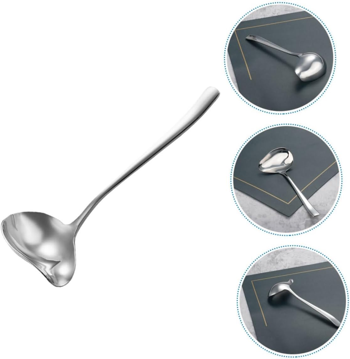 SOLUSTRE Stainless Steel Gravy Ladle Twist Spout Heavy-Duty Kitchen Soup Spoon for Sauces and Oils for Cooking and Serving 12-inch Length
