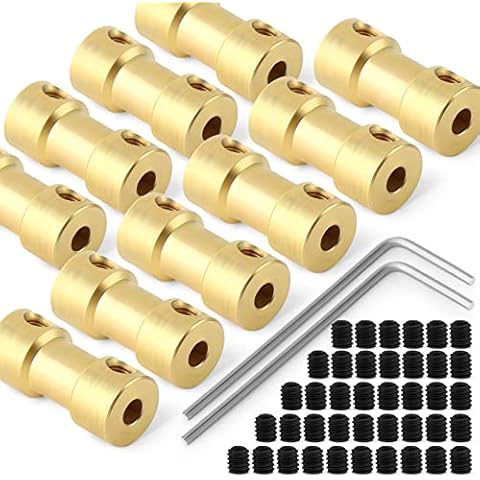 QCDENG 10pcs 5mm to 5mm Brass Shaft Coupling Joint Connector, Motor Shaft Extension Connector Cover