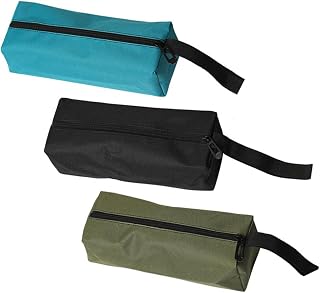 Alnicov 3pcs Multipurpose Zipper Small Tool Bag, Canvas Tool Bags Small Tool Pouch Tote Bags Tool Organizer Screwdriver Tool Organizer Screwdriver Tool Storage Bag (Black/Green/Blue)