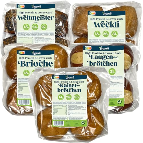 Locawo High Protein & Low Carb Brötchenkorb ? Eiweißbrötchen mit vollem Weizengeschmack | Ideal für Low Carb, Keto und Fitness Ernährung