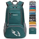 FENGDONG Mochila leve dobrável à prova d'água 35L para viagem caminhada mochila para homens mulheres verde escuro