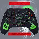 YoRHa Silicone Rubber Back Dots Carving Customizing Skin Cover for Xbox Series X/S Controller x 1(BH Green) with Pro Thumb Grips x 10