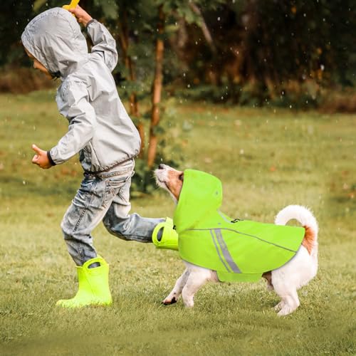 VIVAGLORY Wetoff Hunderegenmantel, Regenmantel Hund für Winter, Hunderegenjacke, Wasserdicht & Reflektierend Gefütterter Regenschutz, S, Hellgelb