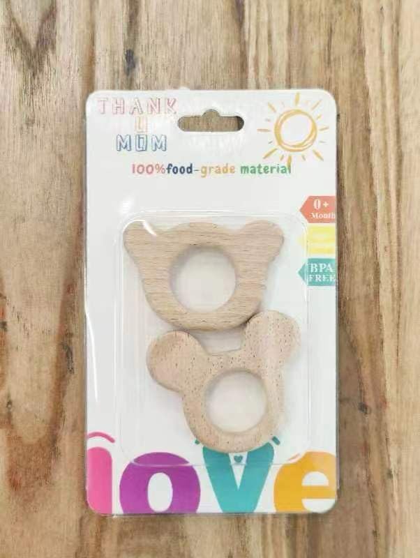 Image of WONDER BABY Wooden Teether for Babies /Infants |Toddlers Safe Playing Wooden Toys (Pack of 2)