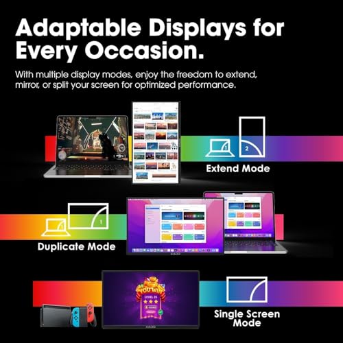 Image of Kado Portable Monitor 15.6 Inch 1080p 100% sRGB Ultra-Slim Gaming Display | Laptop Monitor 1920x1080 180 Kickstand, Carrying Case for PC, Mac, Phone, Dex, Xbox, PS5, USB-C & HDMI Connectivity
