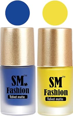 Polishes, Blue-Yellow Velvet Matte Nail Paint Combo Set of 2 Pcs 7ml each