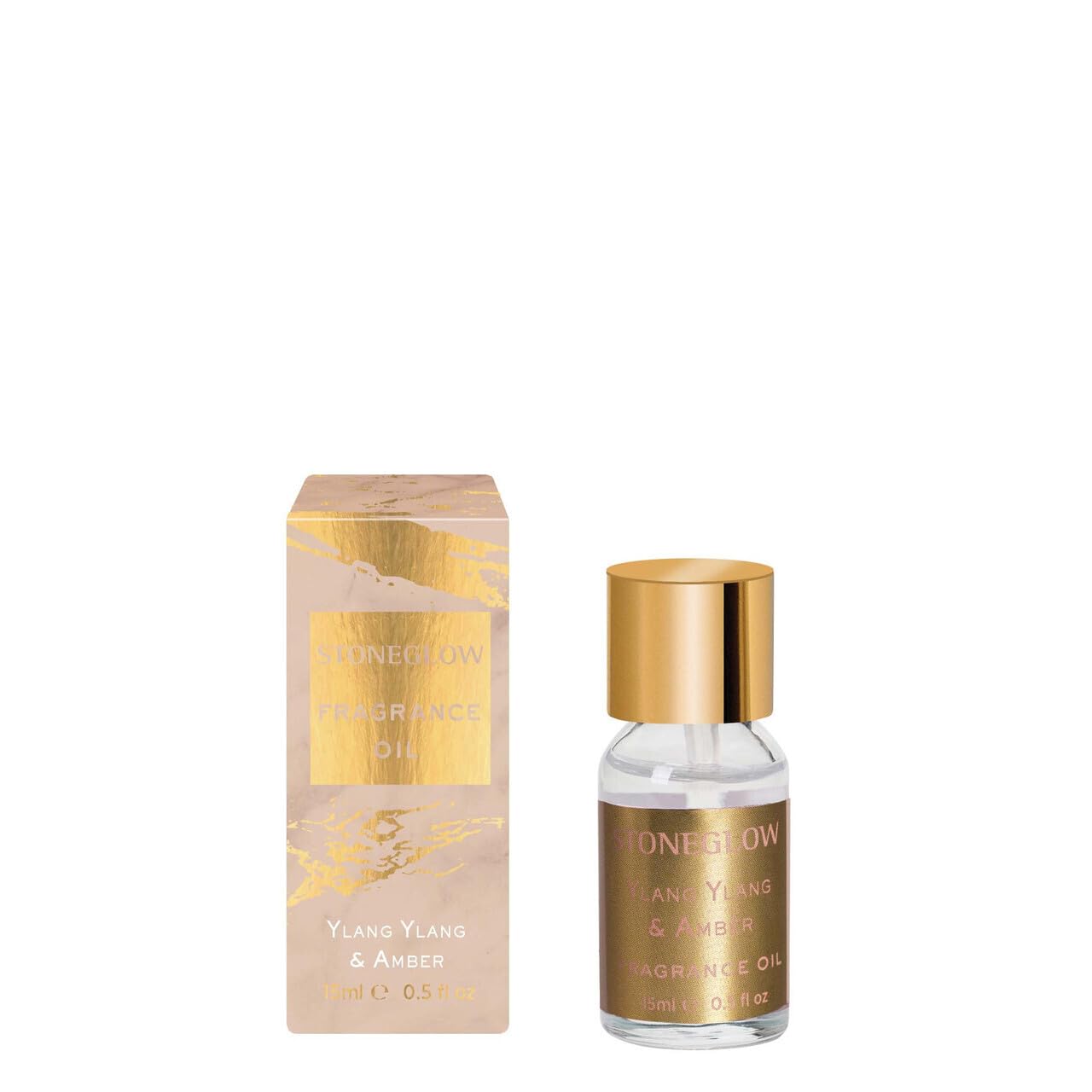 Stoneglow Luna Collection - Ylang ylang & Amber 15ml Scented Fragrance Oil of ylang ylang, amber, iris, jasmine, bkack pepper, cinnamon & ginger - Pink & Gold