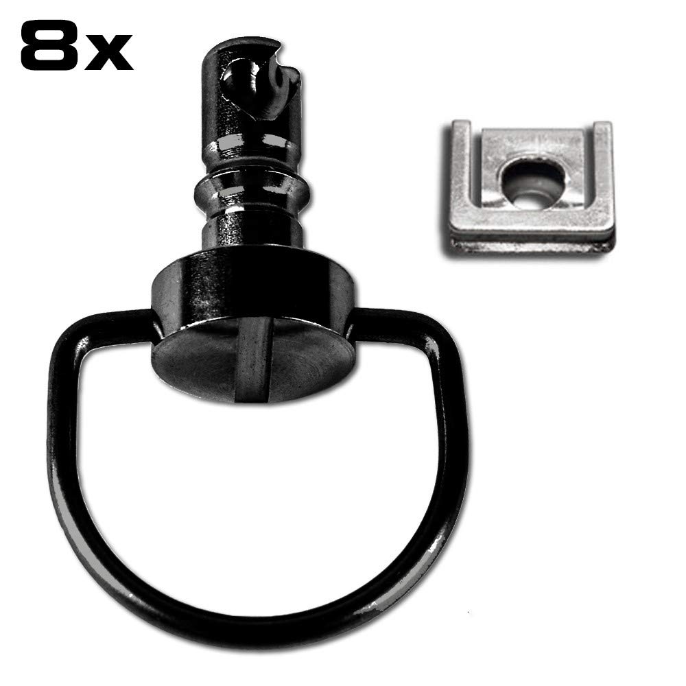 Chiusure rapide ad anello a D, 19 mm, in acciaio, set da 8 pezzi, nero, piastra a innesto
