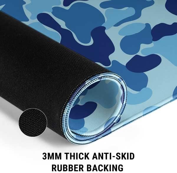 Vista 96 de Skinit Alfombrilla de mouse grande para juegos, diseño de camuflaje de dientes de tiburón con bordes cosidos, impermeable, base de goma