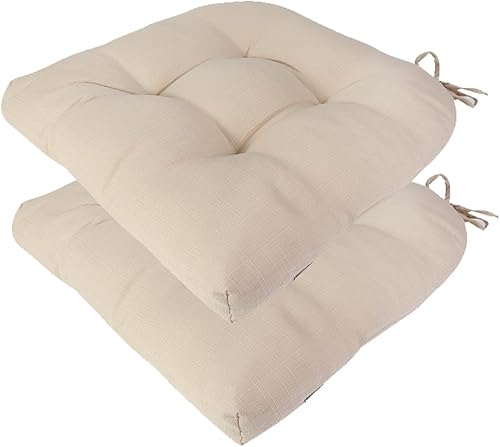 Juego de 2 cojines de asiento estilo bistró para todo tipo de clima, con lazos, para sillas de patio copetudas, 19 x 19 x 5 pulgadas, color rojo