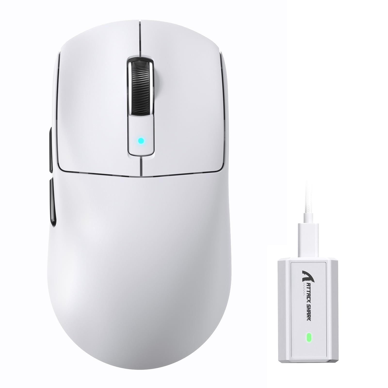 ATTACK SHARK R6 Mouse da gioco wireless 8KHz, SUPERLEGGERO 42g, Nordic 52840 MCU, sensore da gioco PixArt PAW3950MAX, BT/2.4G/Cablato, 6 DPI regolabili fino a 42000, batteria da 250mAh, PC/Mac(bianco)
