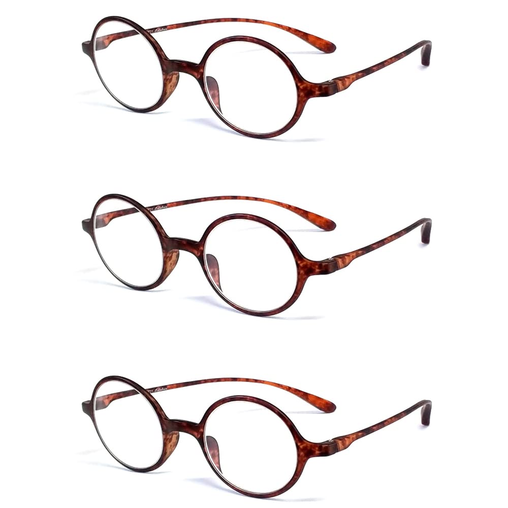 Calabria 721 Flexie Round Reading Glasses Men/Women Bendable Single Power Readers Flexible Durable Lightweight TR-90 Frame