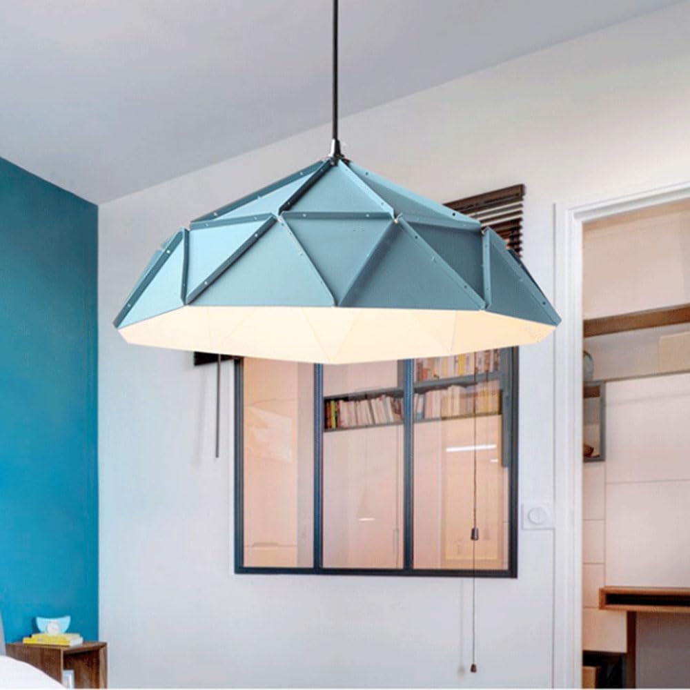 Niebieska lampa wisząca | 18.1 w cieniu metalowym | E26/E27 Base przemysłowy żyrandol | Regulowane wyposażenie oświetleniowe na wyspę kuchenną, sypialnię, korytarz