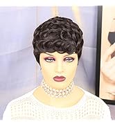 Rofa Pixie Cut Wigs for Black Women Short Curly Wig with Bangs Short Wigs for Black Women Natural...