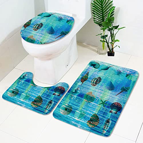 Badematten Set 3 teilig,Toilettenmatte Set,3er Badgarnitur Badezimmer Matte Set Dusch Bade Matte Vorleger Teppich 3D…